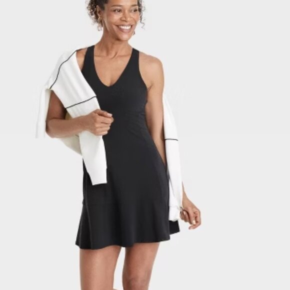 all in motion Everyday Soft Double V Black Active Dress/NWT/S - Picture 2 of 15